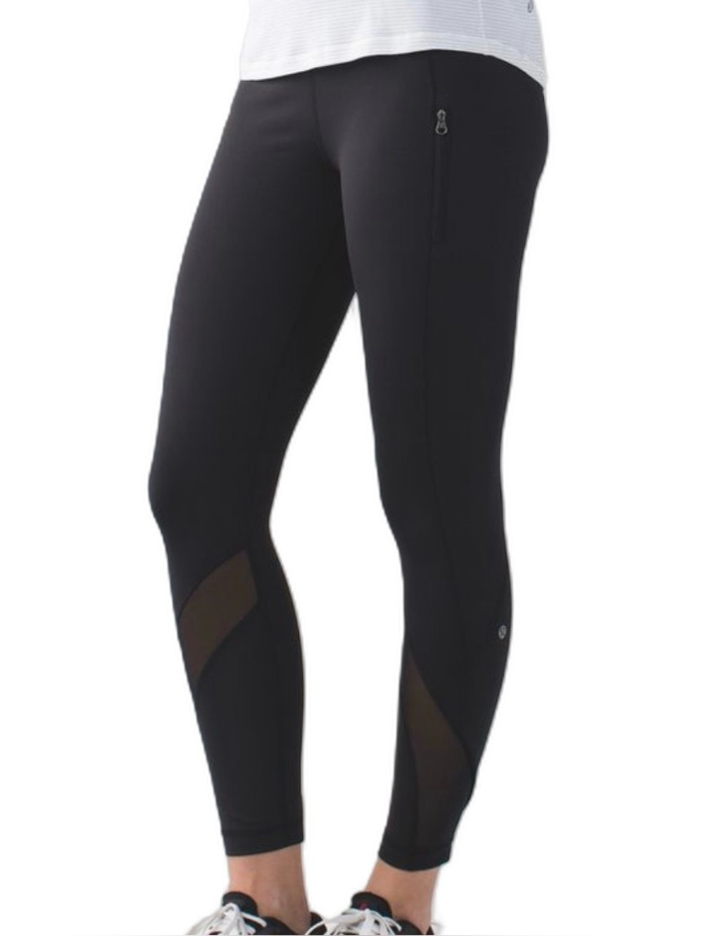 Lululemon Invigorate 7/8 Tight Low Rise Mesh Panel Leggings Black Size 4